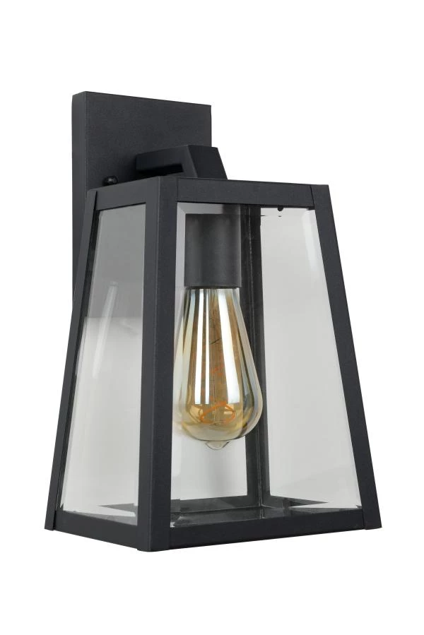 Lucide MATSLOT - Wandlamp Binnen/Buiten - 1xE27 - IP23 - Zwart - uitgezet
